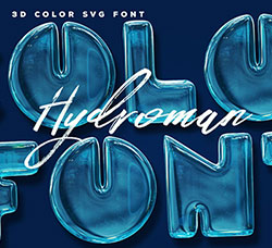 逼真的冰封SVG英文字体：Hydroman Color Font